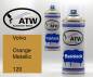 Preview: Volvo, Orange Metallic, 120: 400ml Sprühdose + 400ml Klarlack - Set, von ATW Autoteile West.